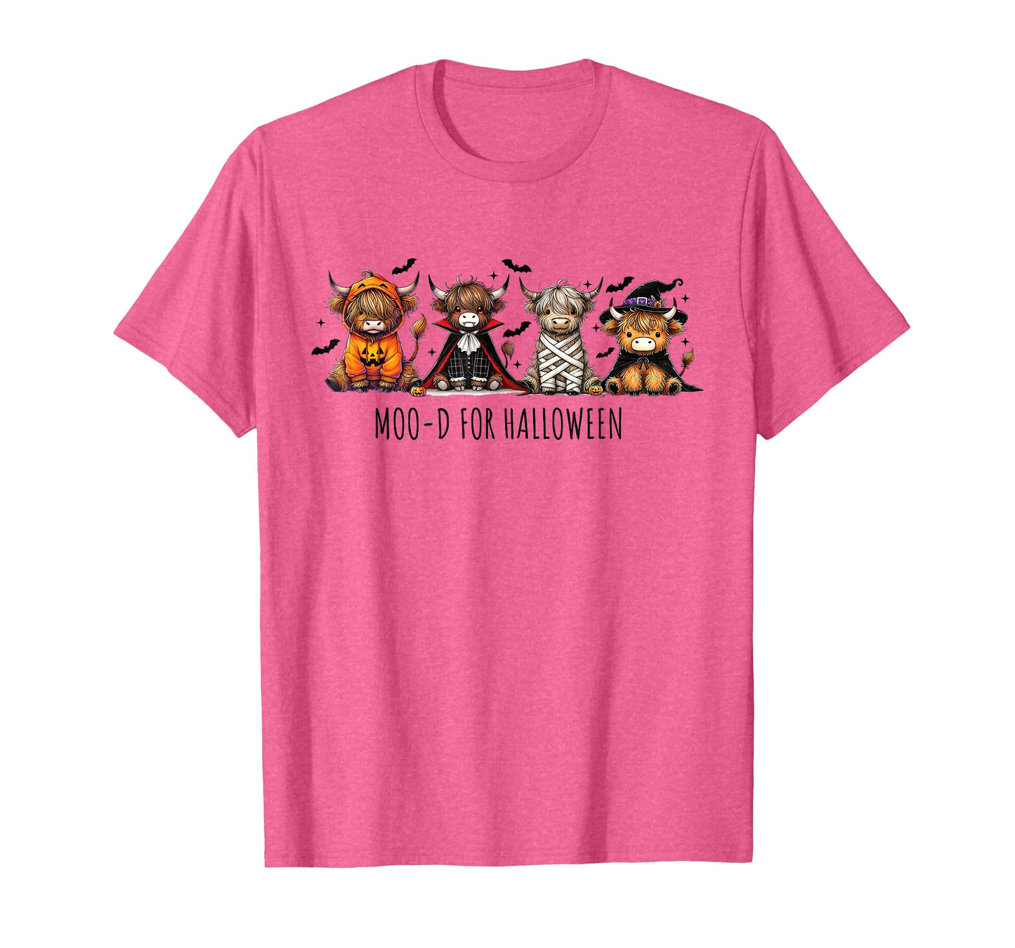 Cute Highland Cow Halloween Costume Pumpkin Witch Vampire T-Shirt