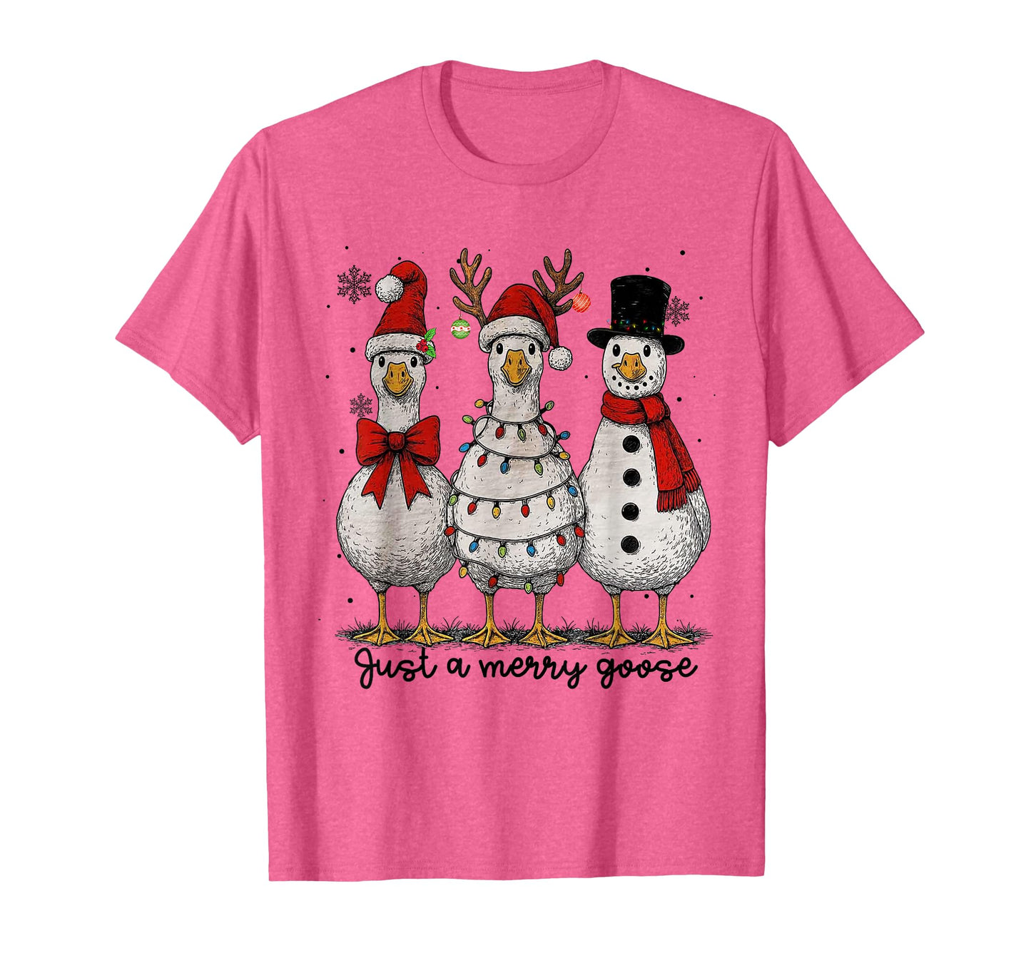Vintage Christmas Silly Goose Santa Reindeer Men Women Kids T-Shirt