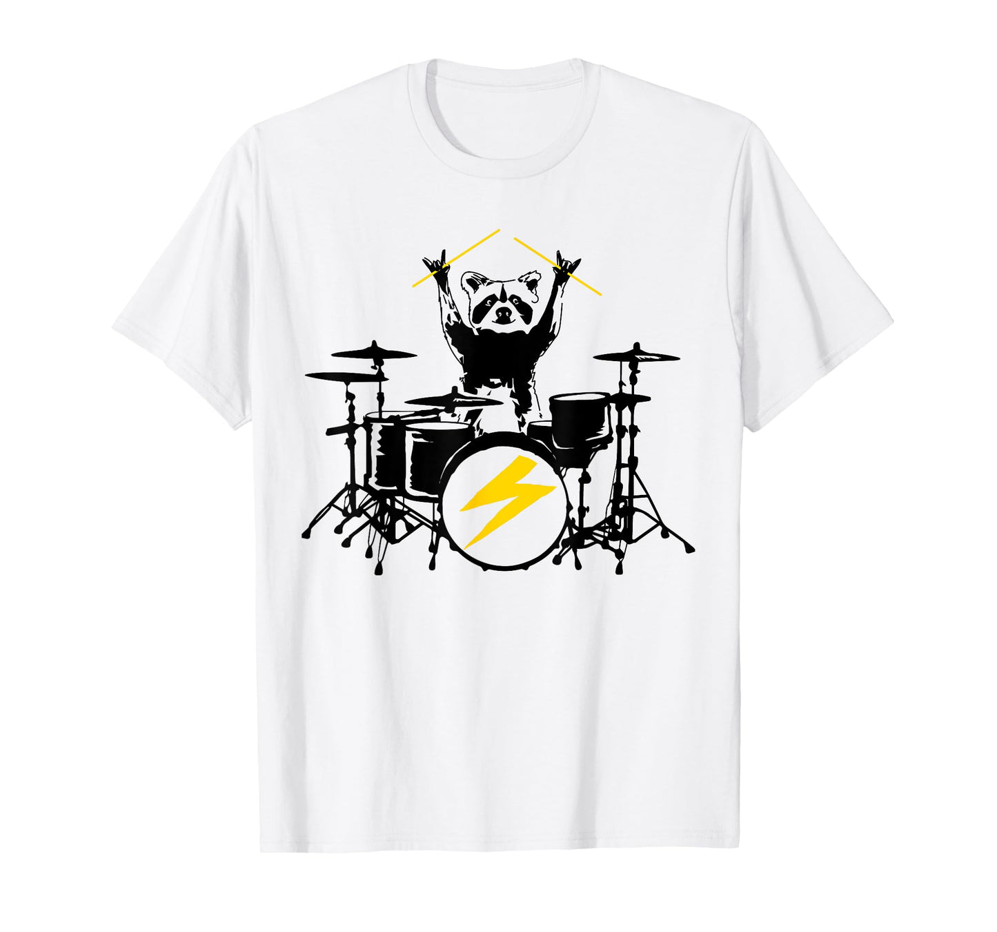 Funny Raccoon Playing Drum Kit Graphic T-Shirt