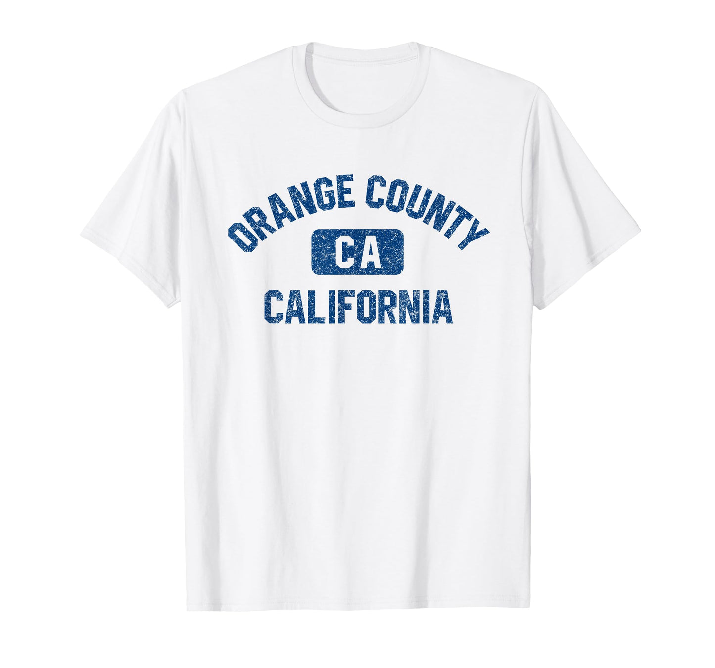 Orange County California Gym Style Distress Dark Blue Print T-Shirt