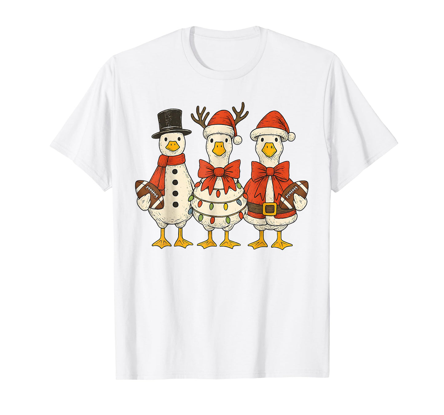Vintage Christmas Football Goose Merry Christmas Football T-Shirt