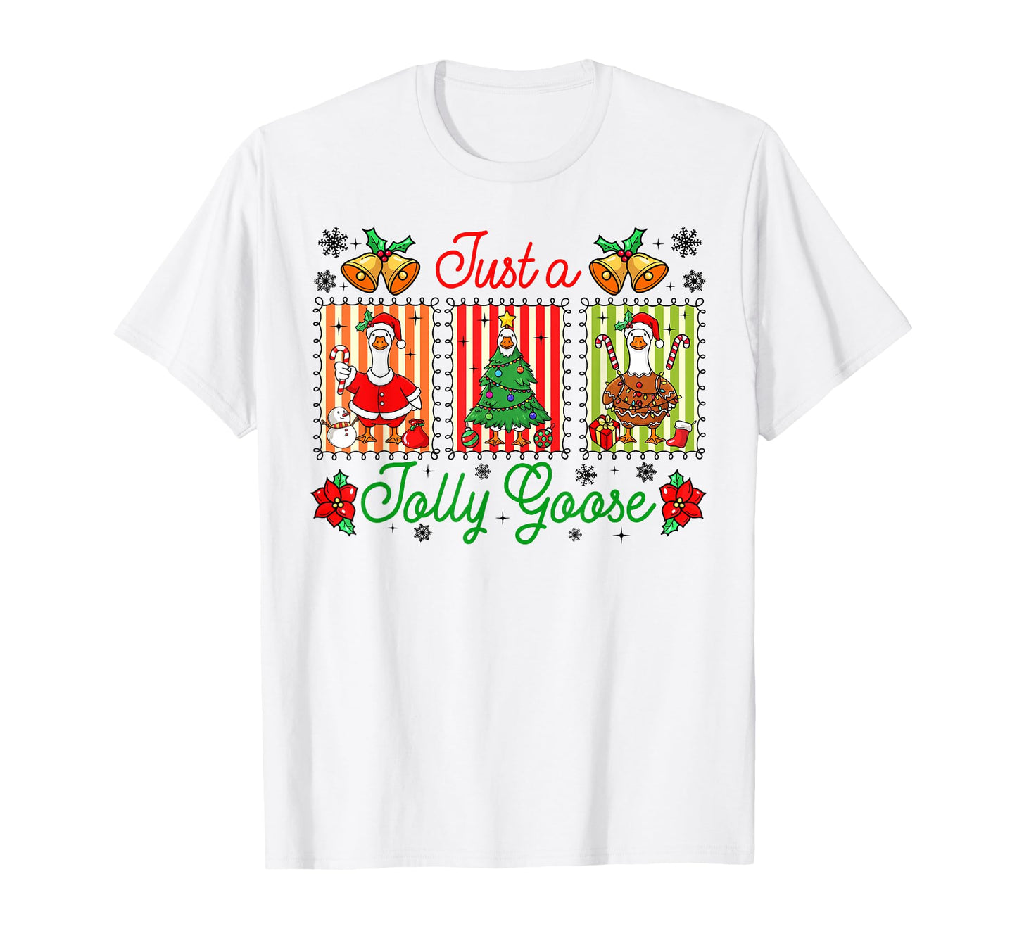 Just A Jolly Goose Preppy Coquette Christmas Goose Costume T-Shirt