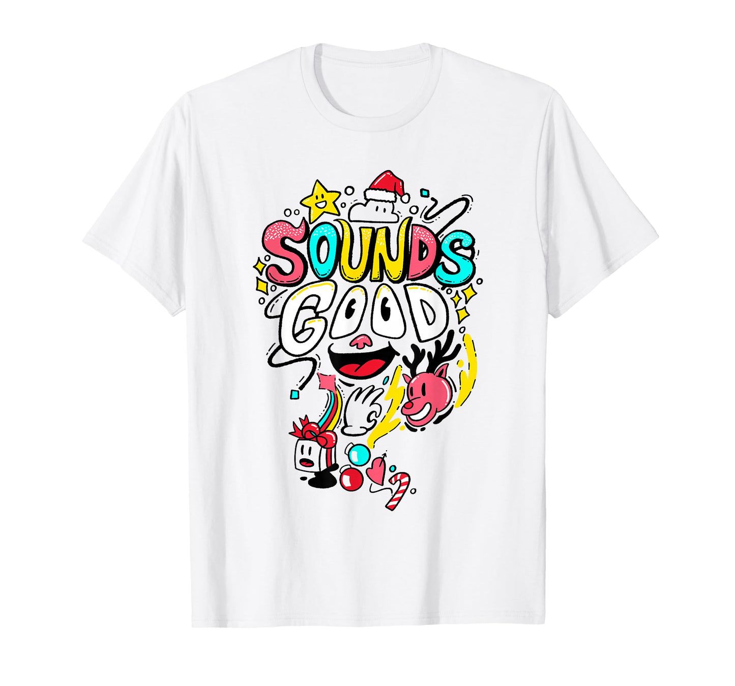 Funny Cartoon Sounds Illustration Good Christmas Theme T-Shirt