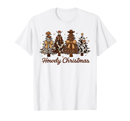 Howdy Christmas Tree Coquette Bow Western Xmas Pjs Cowgirl T-Shirt