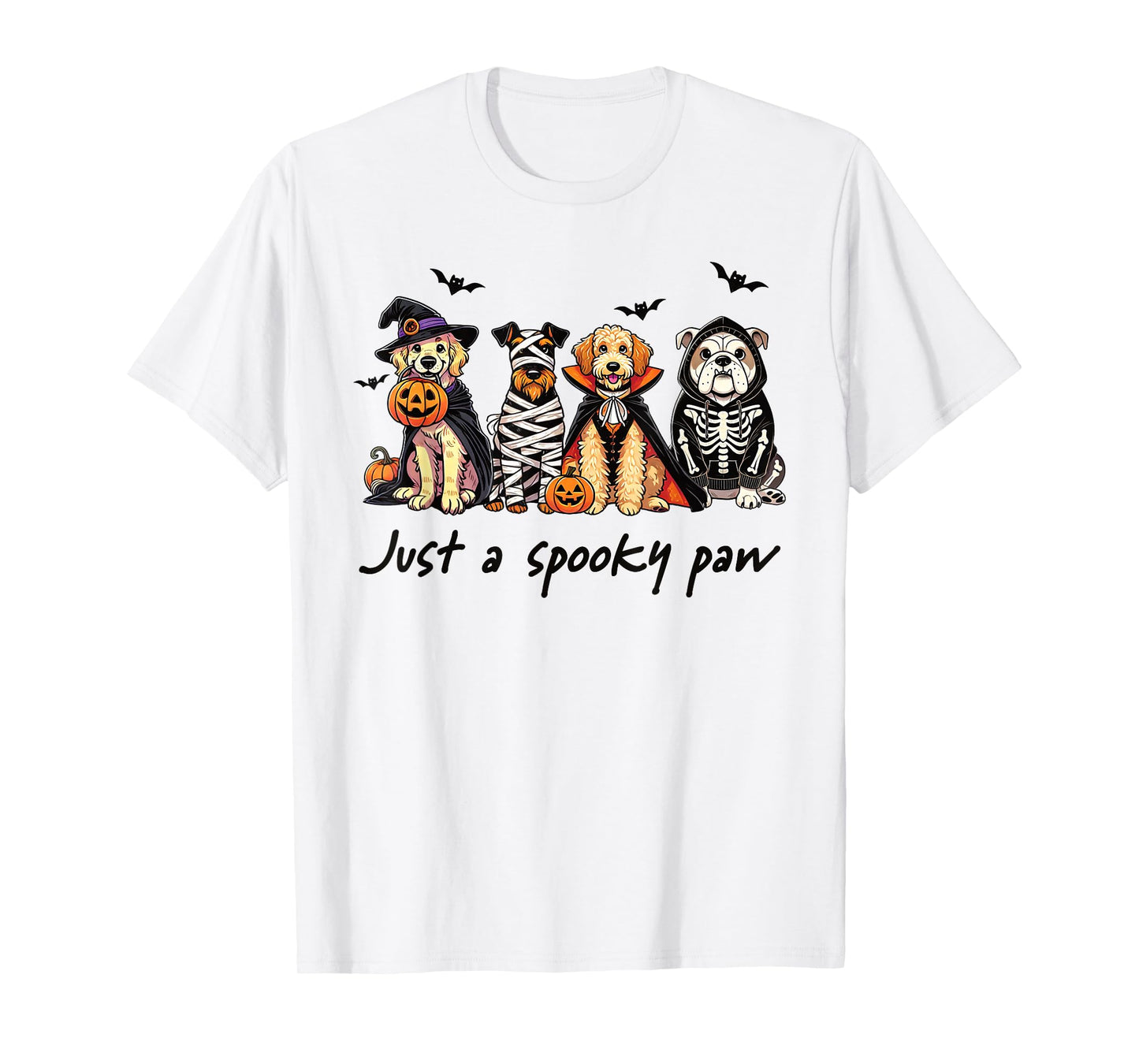 Cute Halloween Dogs Witch Mummy Vampire Skeleton Costume T-Shirt