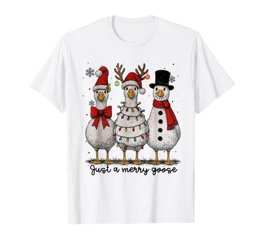 Vintage Christmas Silly Goose Santa Reindeer Men Women Kids T-Shirt