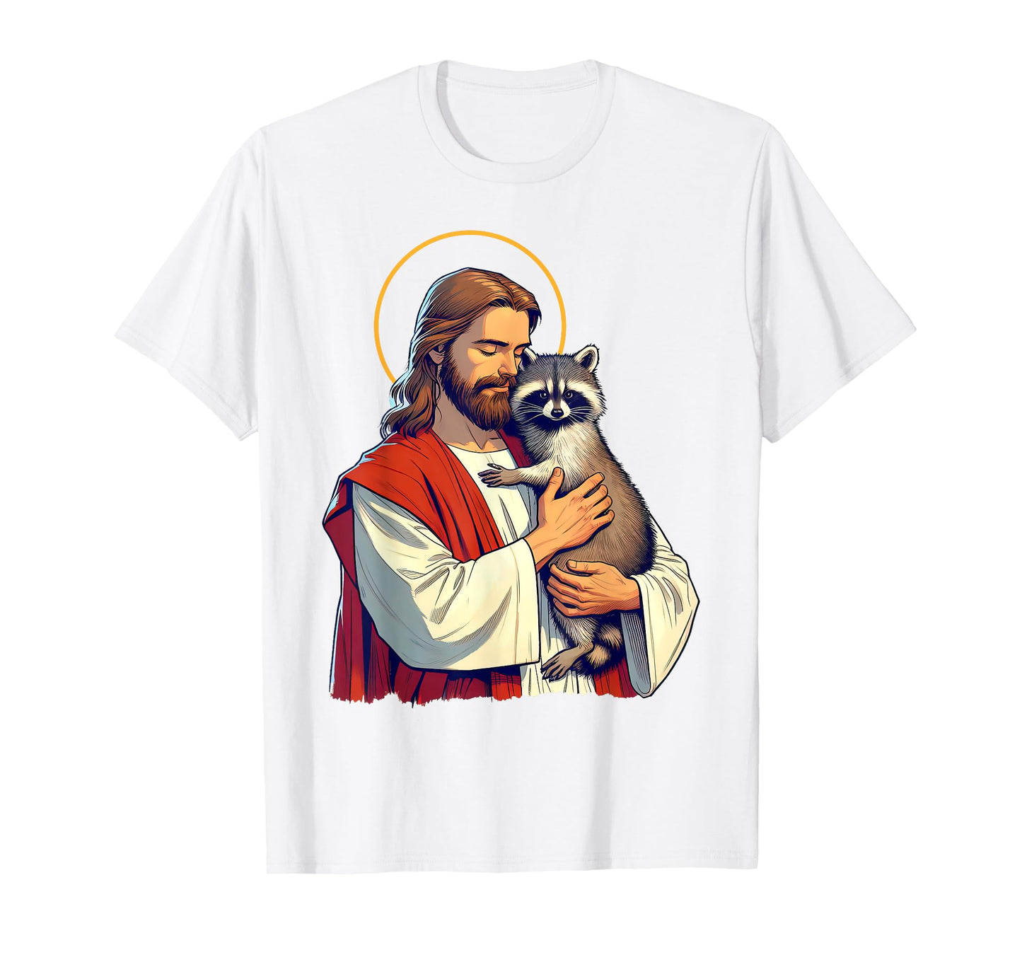 Racoon Lover Trash Eater Christian Jesus Holding A Racoon T-Shirt