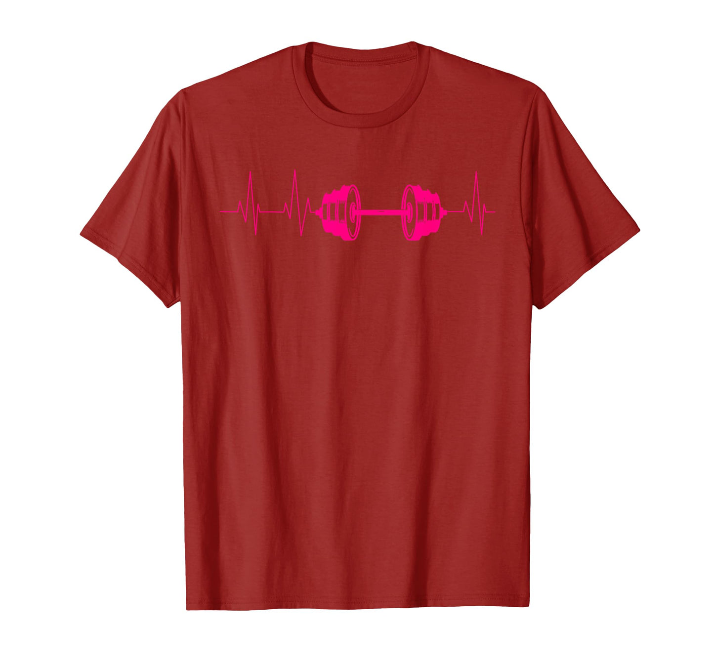 Cute Fitness Lover Gym Workout Heartbeat Designs Barbell Weightlifting Gift Men Women Cool Bodybuilding T-Shirt