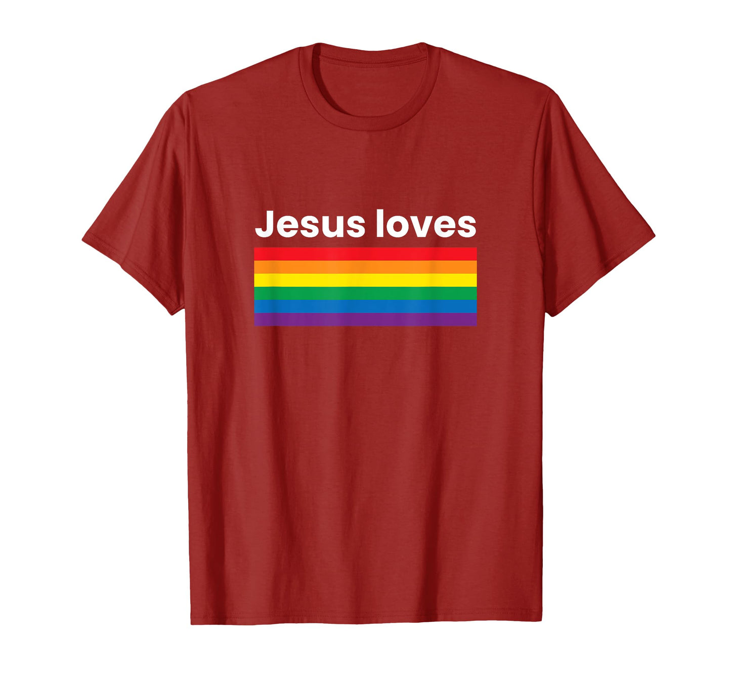 Rainbow Pride Gay Christian LGBTQ+ Jesus Loves T-Shirt