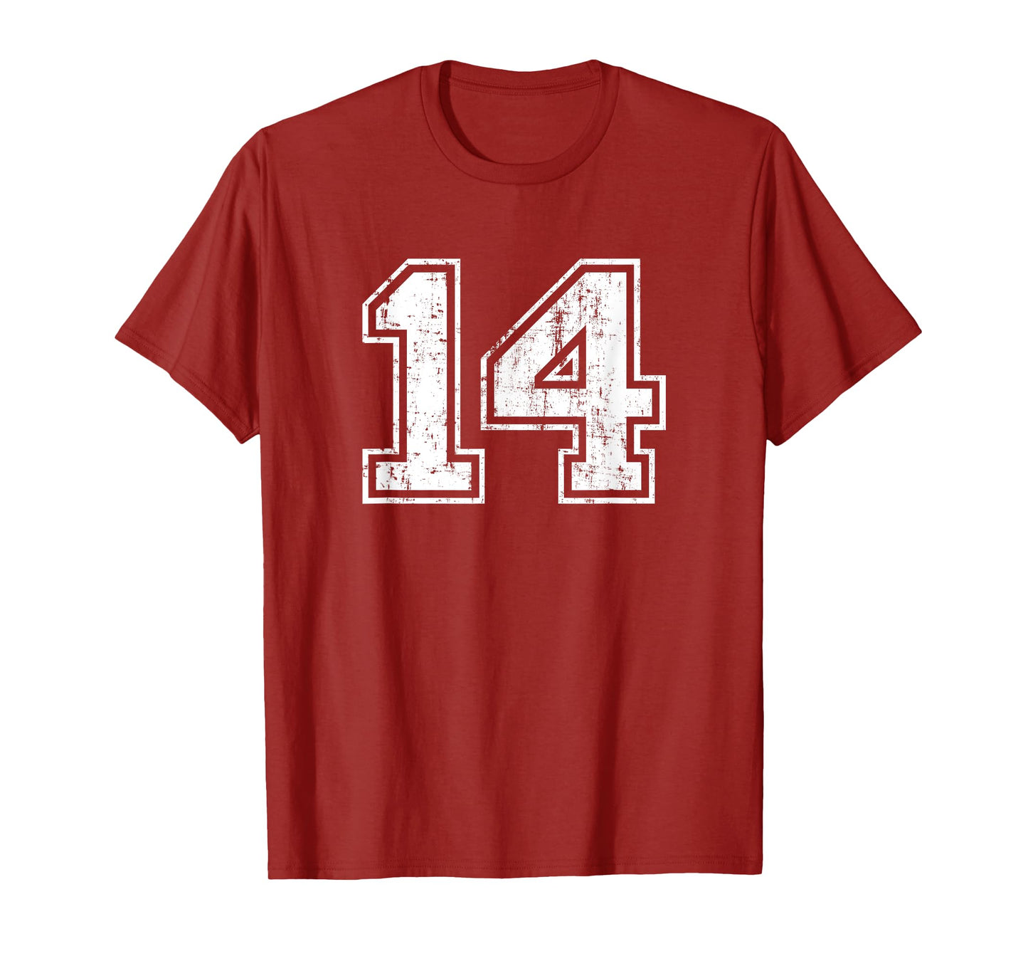 Number 14 Fourteen Distressed Vintage Sports Team Training T-Shirt