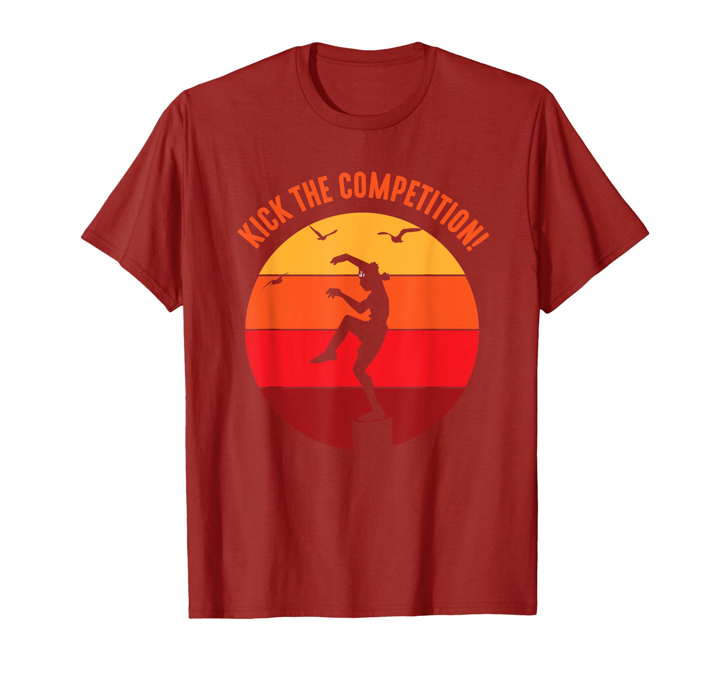 Karate Teen Kid Vintage Sunset On Pacific Ocean Beach T-Shirt