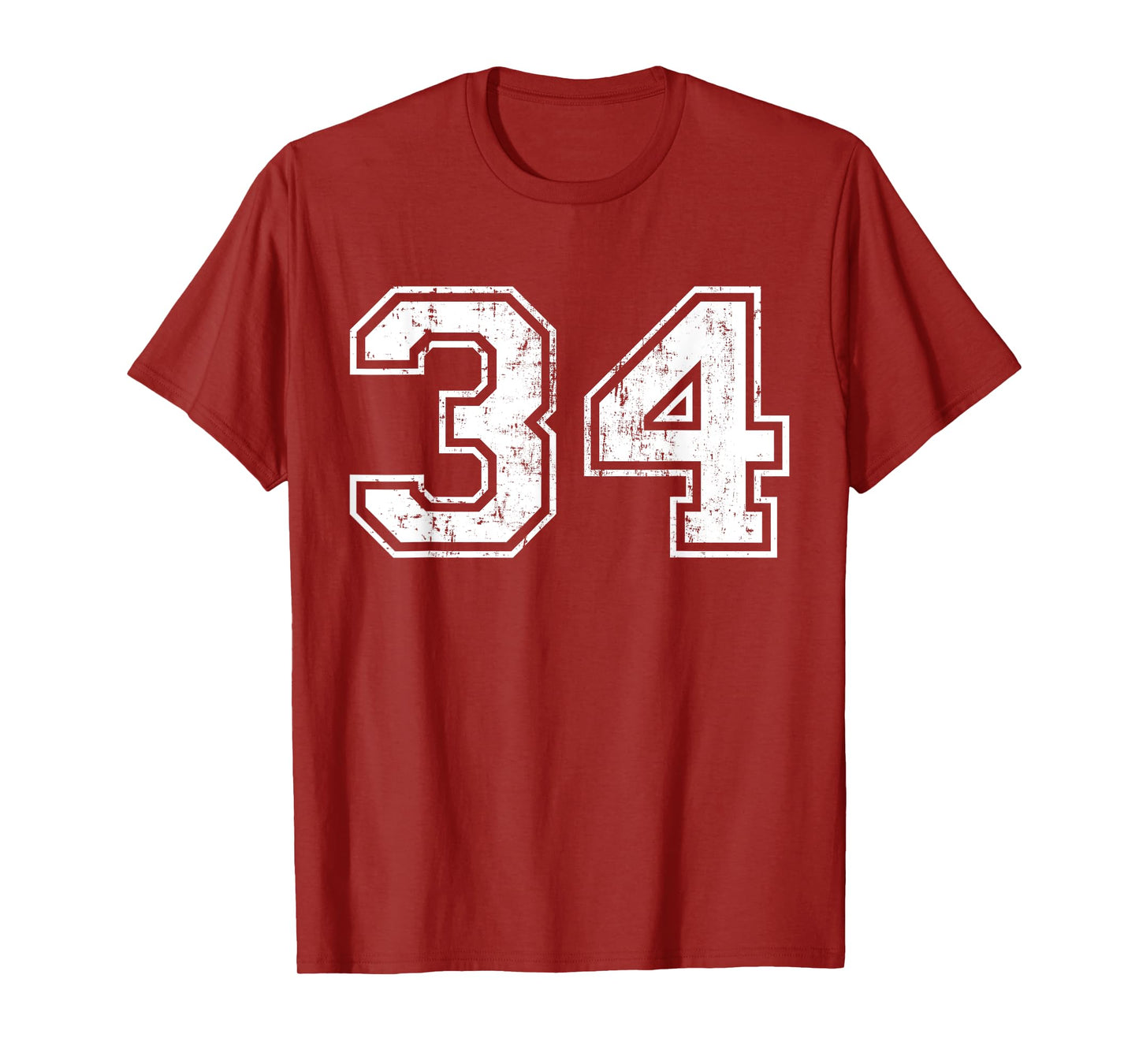 Number 34 Distressed Vintage Thirty Four Sport Team Practice T-Shirt