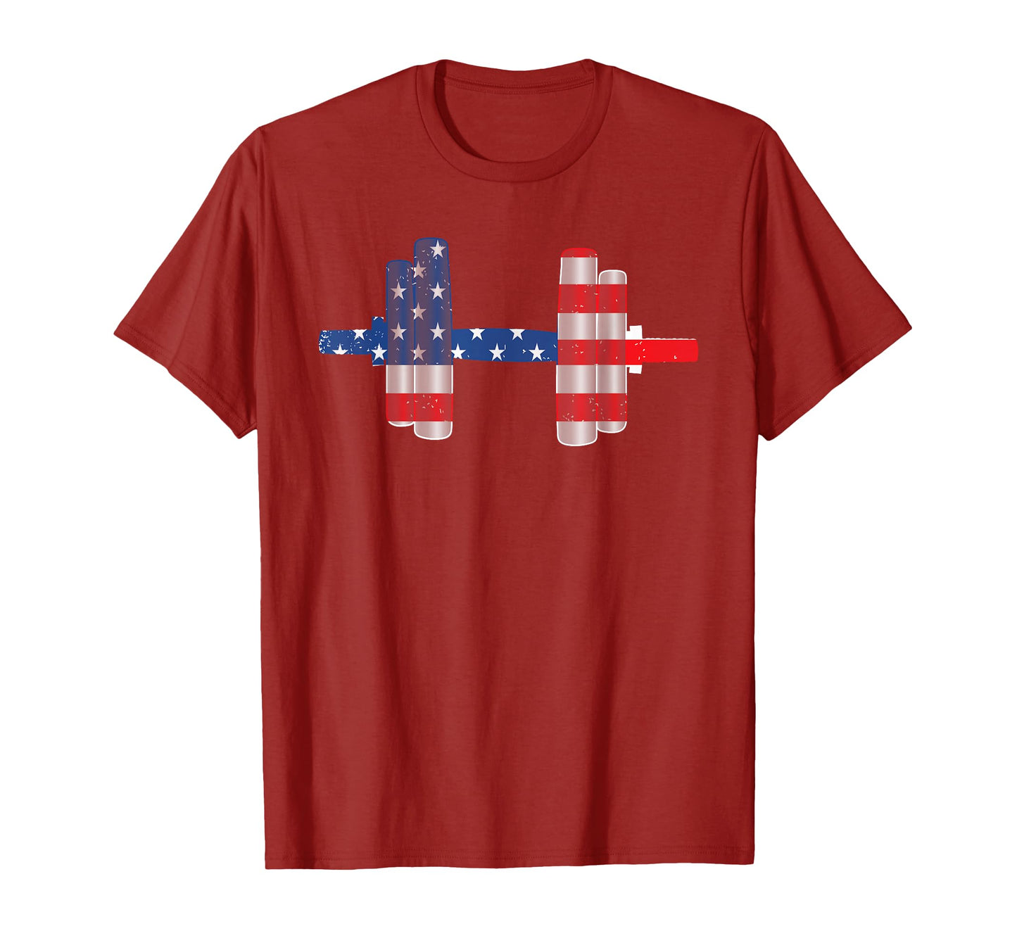 4th Of July Weightlifting Dumbbell Vintage American Flag T-Shirt