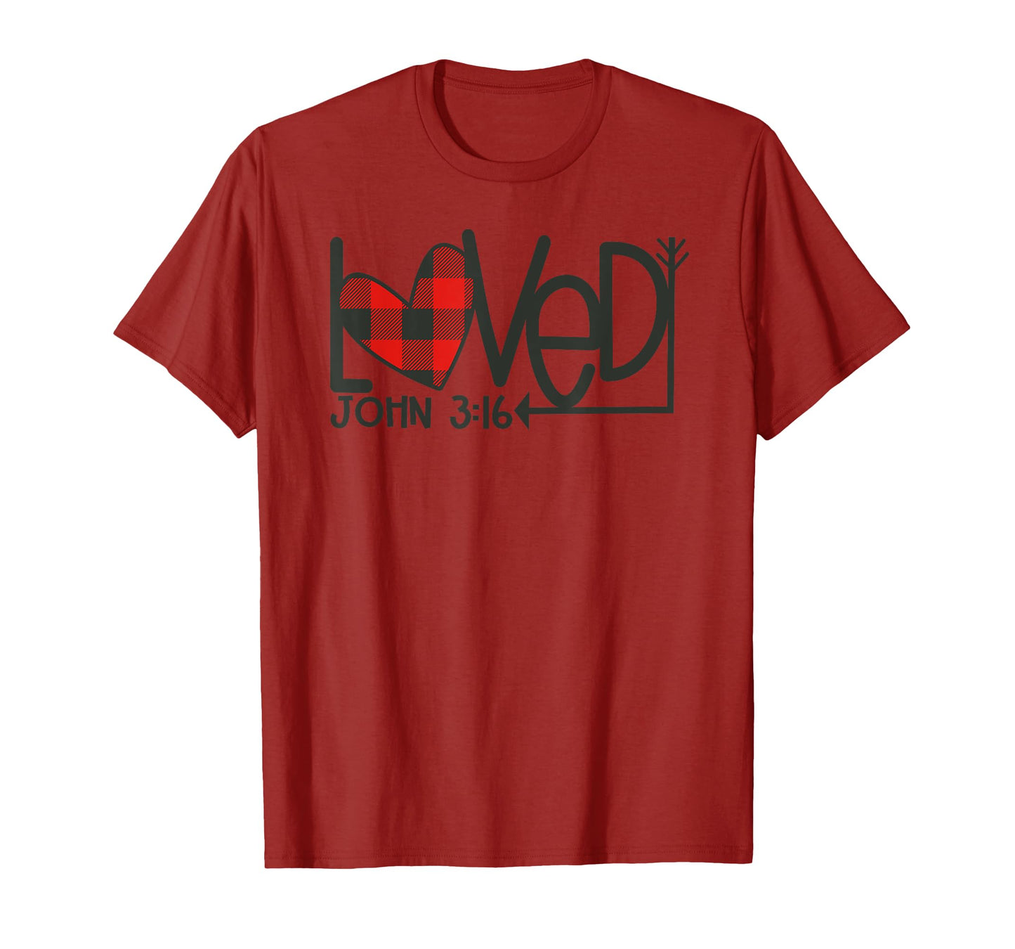 Loved John 3:16 Plaid Heart Christian Valentines Day T-Shirt