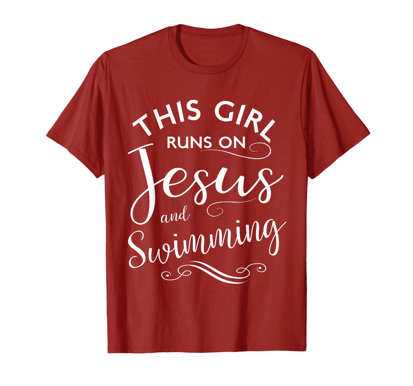 This Girl Runs On Jesus And Swimming Shirt Christian Sport T-Shirt