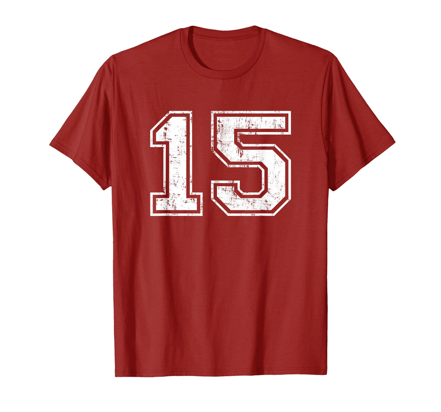 Number 15 Fifteen Distressed Vintage Sport Team Gym Training T-Shirt