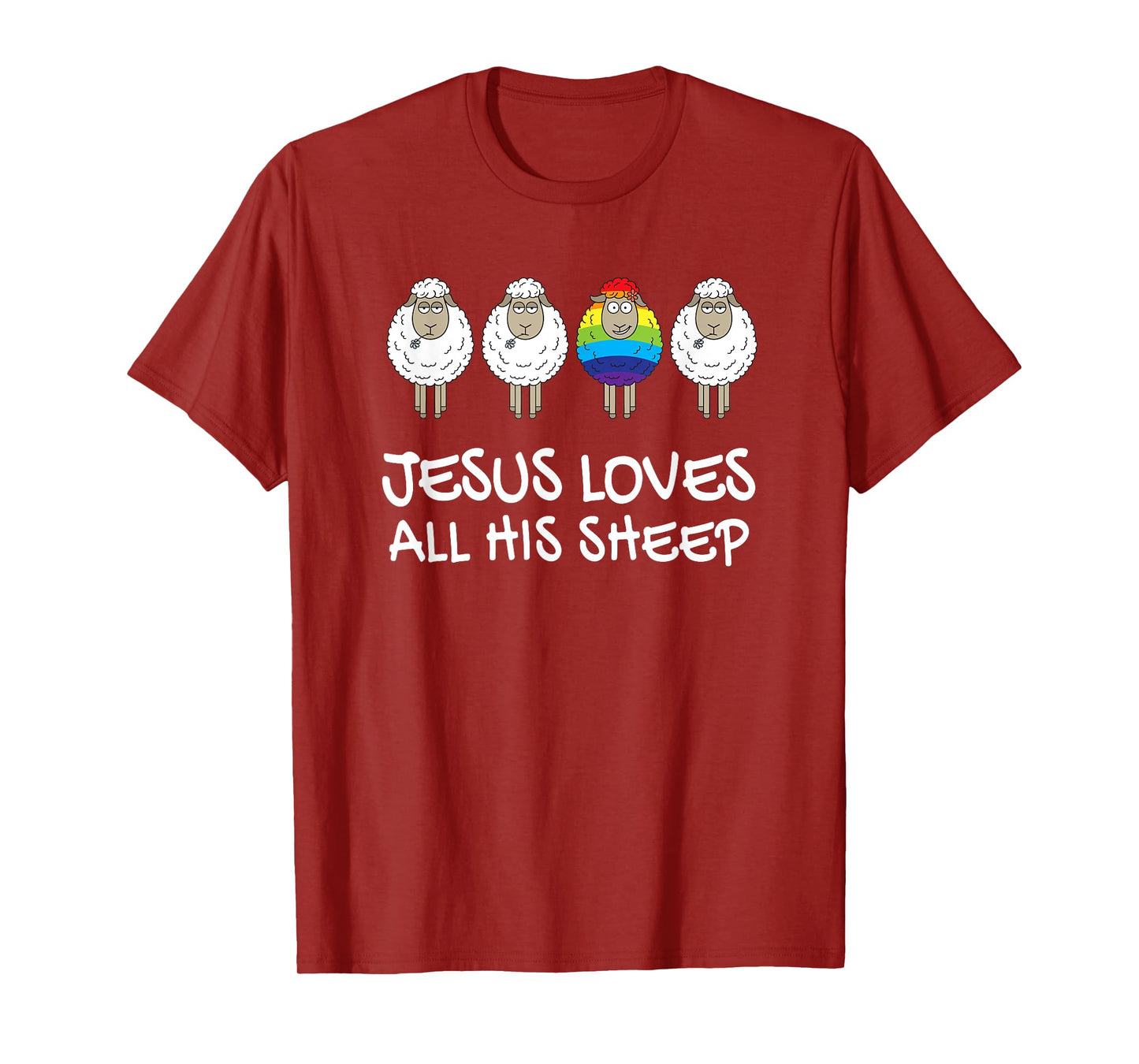 Rainbow Pride Gay Christian LGBTQ+ Jesus Loves All His Sheep T-Shirt