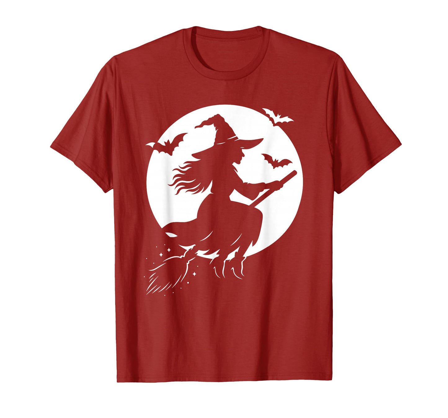 Halloween Witch on Broom Moon Silhouette Spooky Samhain Art T-Shirt
