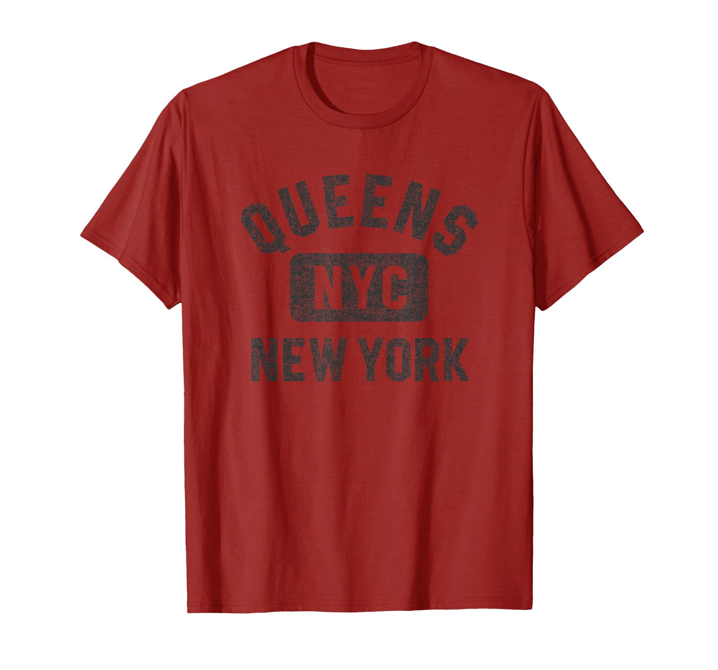 Queens NYC New York Gym Style Distressed Black Print T-Shirt