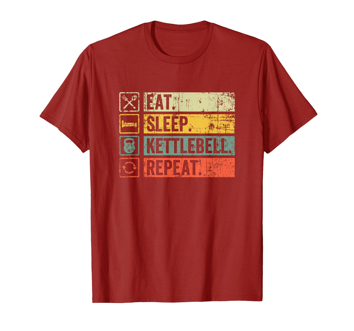 Retro Eat Sleep Kettlebell Repeat Fitness Gym For Women Men T-Shirt