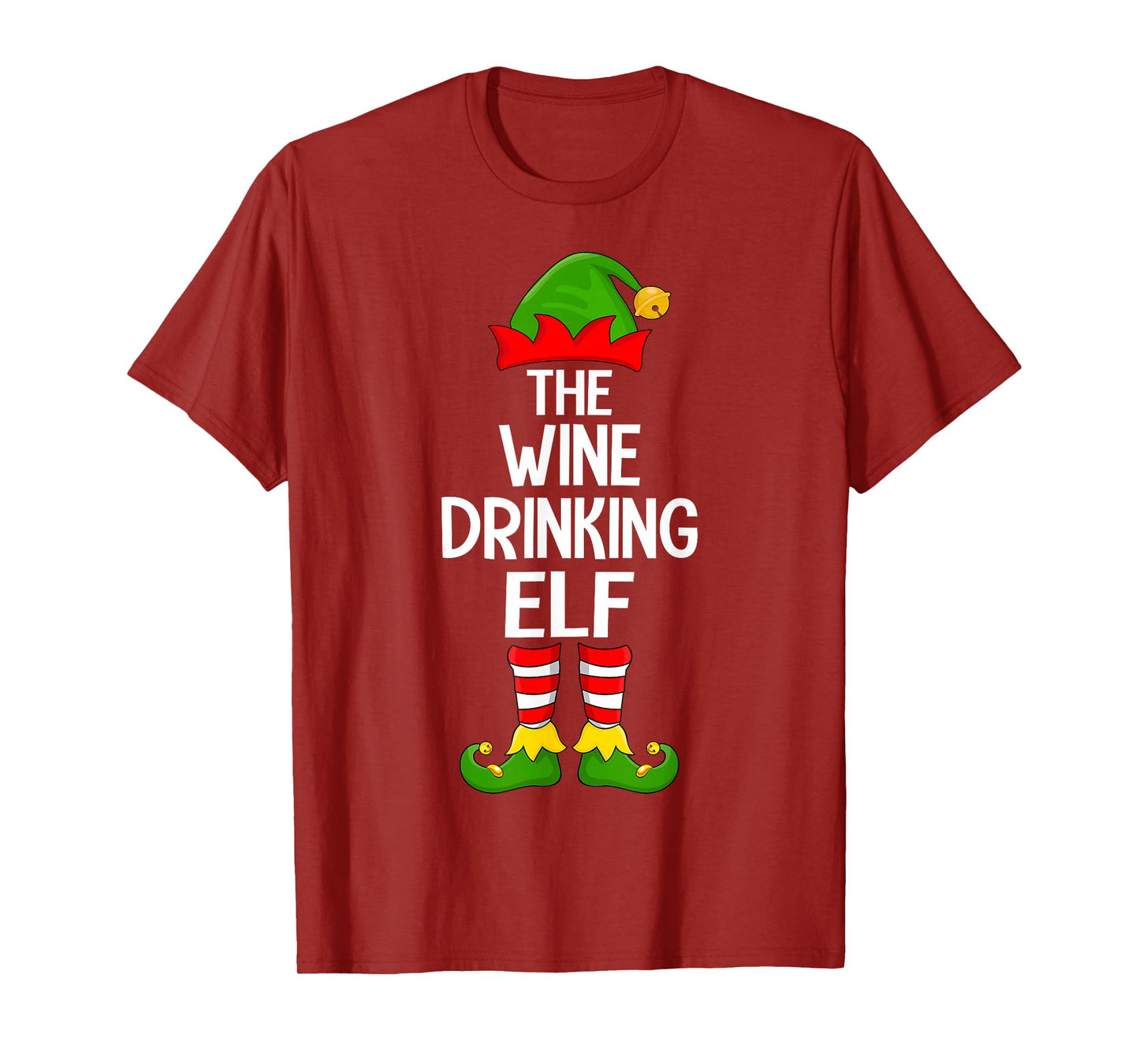 Wine Drinking Elf Xmas Matching Family Elf Squad Christmas T-Shirt