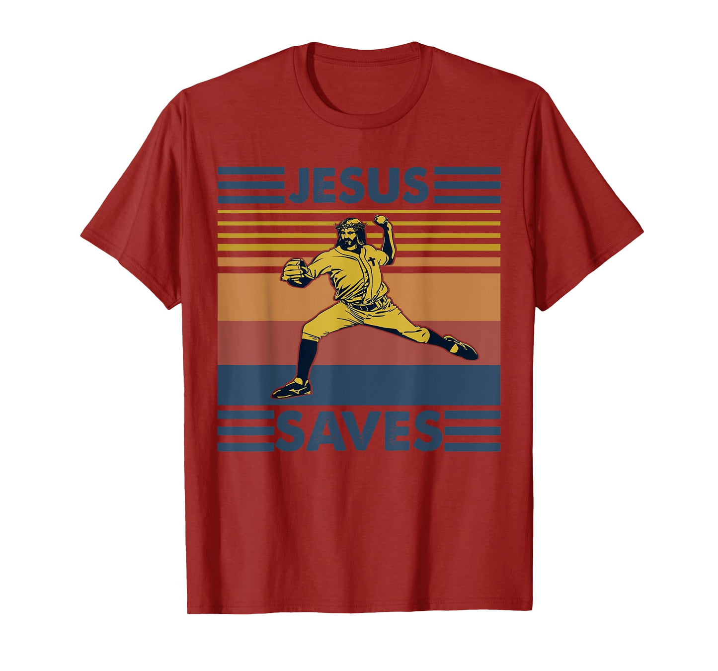 Retro Distressed Jesus Saves Baseball T-Shirt