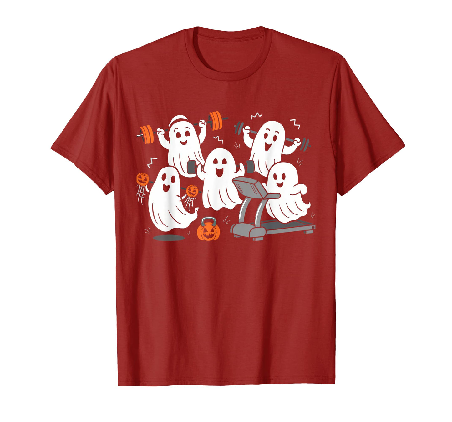 Working Out Ghost Gym Halloween Fitness Weightlifting T-Shirt