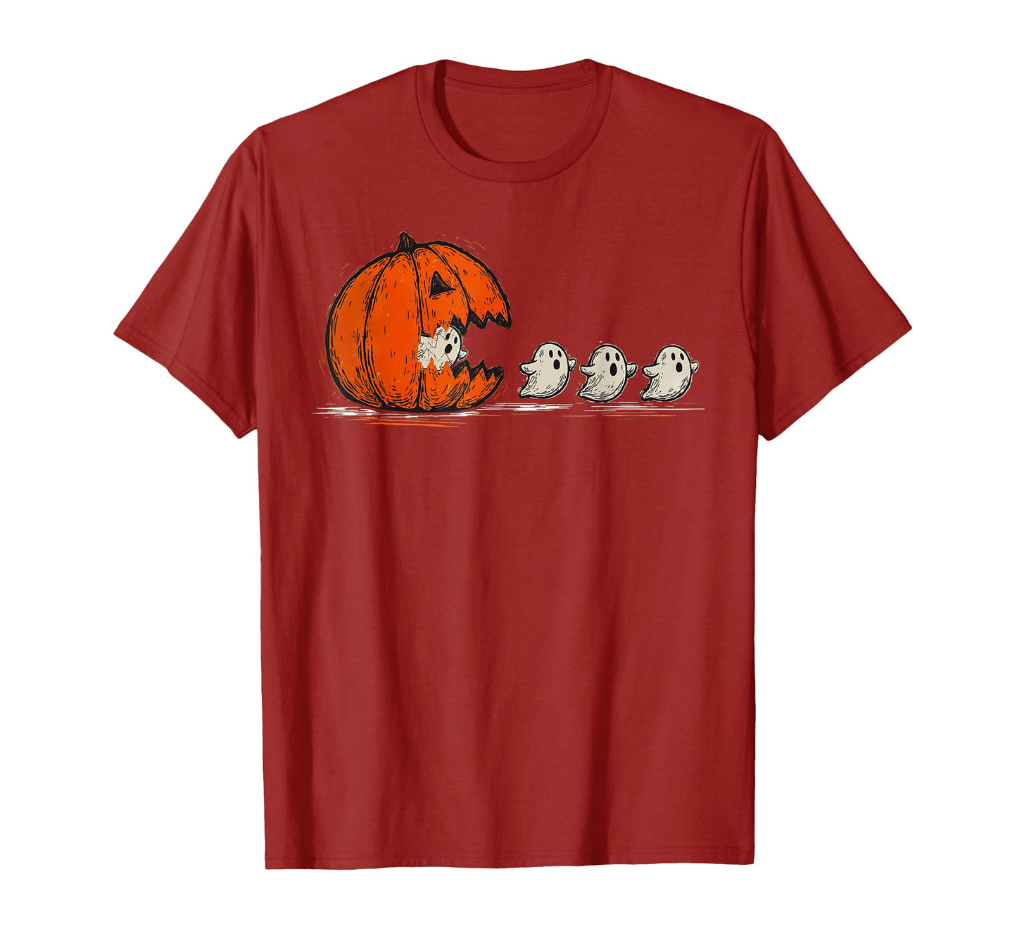 Halloween Gamer Pumpkin Eating Ghost Costume Men Boys Kids T-Shirt