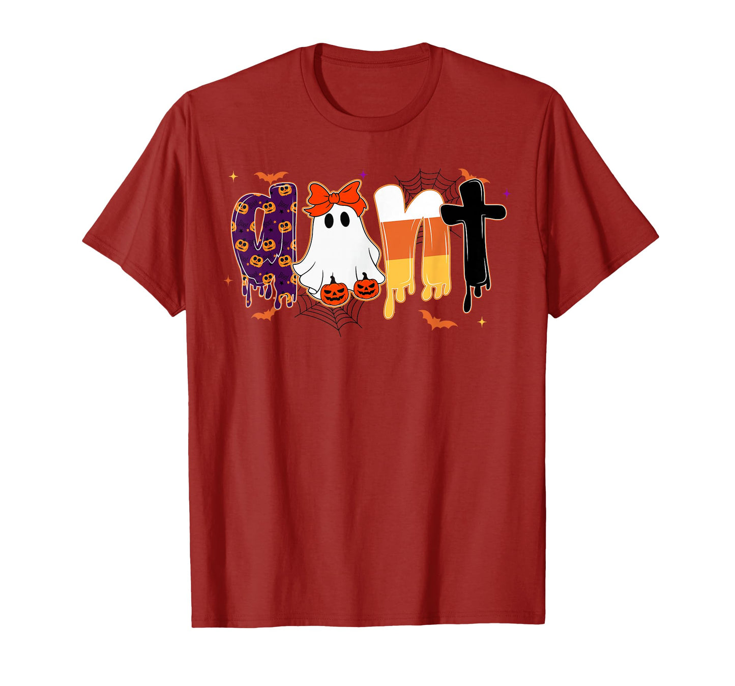 Preppy Halloween Candy Aunt, Funny Spooky Ghost Pumpkin Aunt T-Shirt