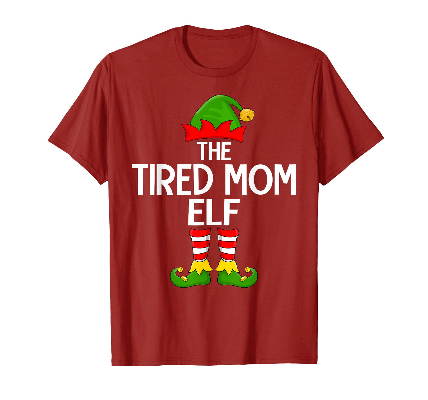 Tired Mom Elf Xmas Matching Family Elf Squad Christmas Women T-Shirt