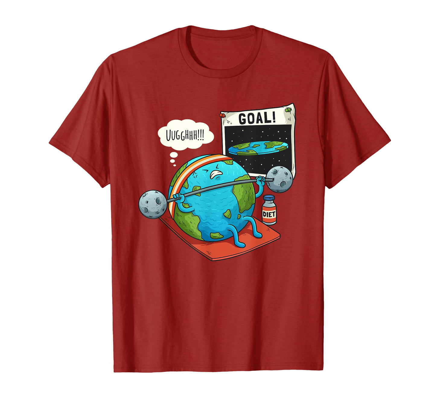 Funny Flat Earth Fitness Target Gym Workout Training Meme T-Shirt