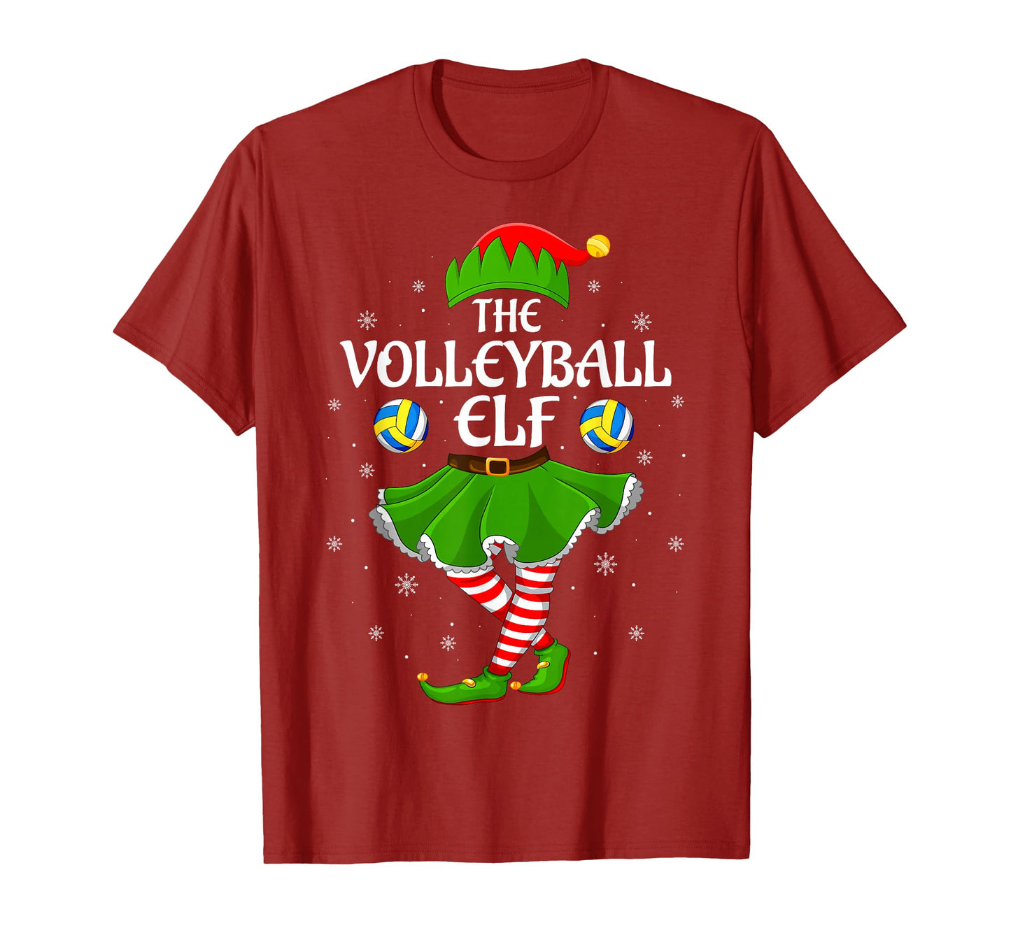 Volleyball Elf Christmas Family Girls Women Elf Squad Xmas T-Shirt