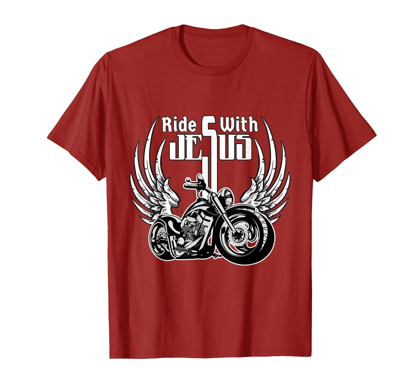 Ride With Jesus Christian Biker Men Women Kids Motorcycle T-Shirt