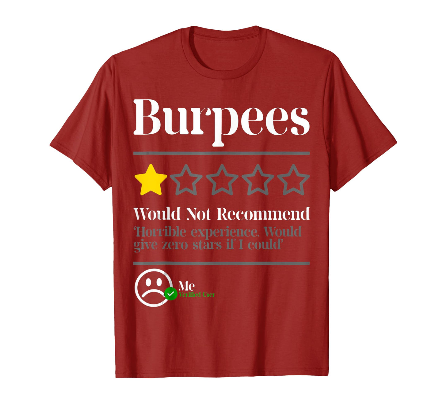 Burpees Do Not Recommend Star Rating Funny Gym Workout T-Shirt