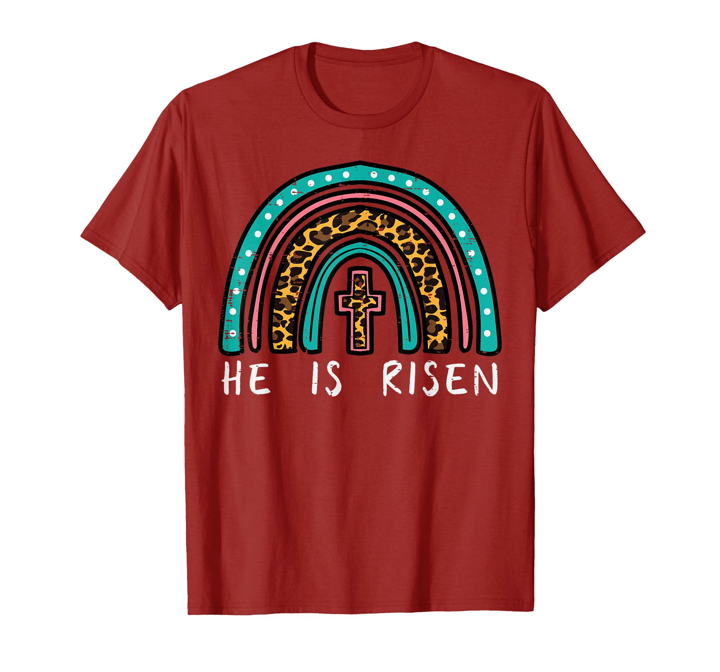 Easter Rainbow He Is Risen Religious Christian Girls Kids T-Shirt