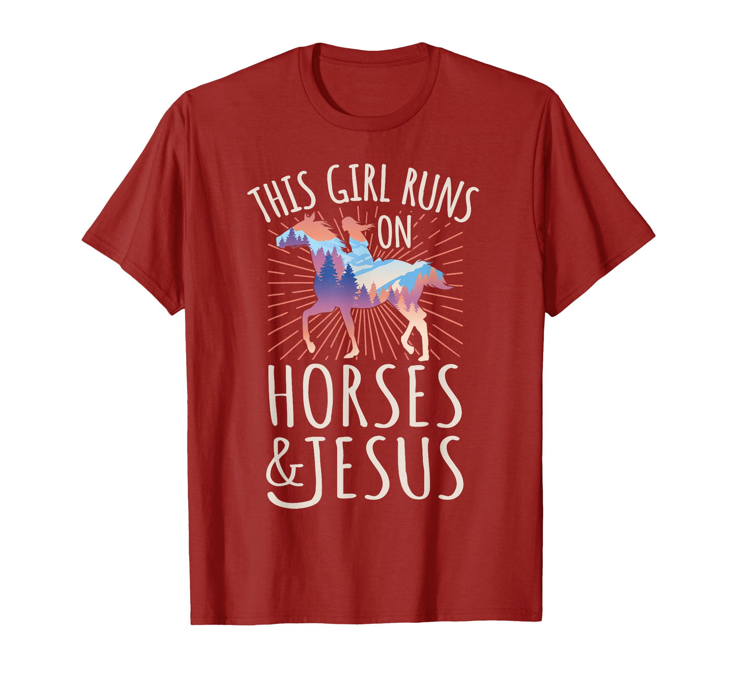 Horse Rider - This Girl Runs On Horses And Jesus T-Shirt
