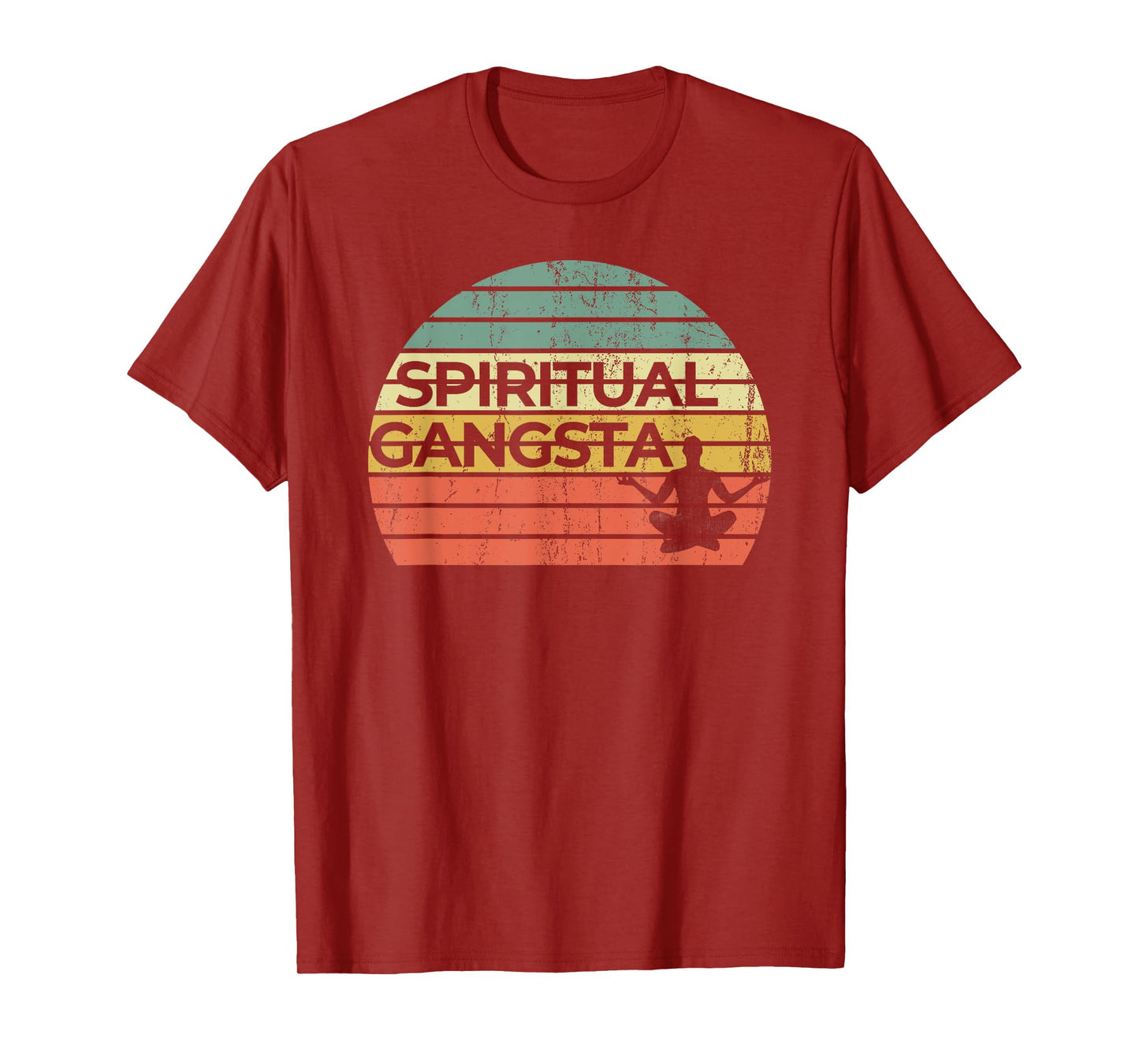 Vintage Retro Sunset Funny Yoga | Spiritual Gangsta T-Shirt