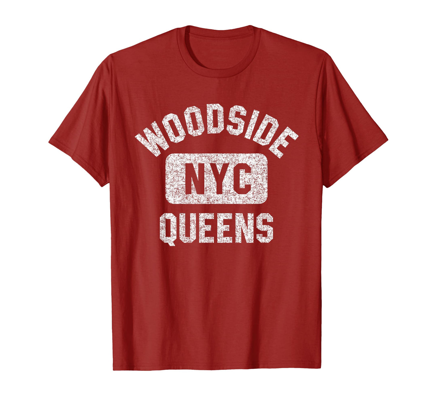Woodside Queens NYC Gym Style Distressed Print T-Shirt