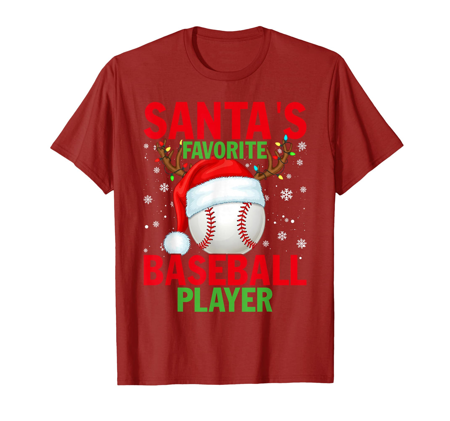 Santas Favorite Baseball Player Funny Christmas T-Shirt