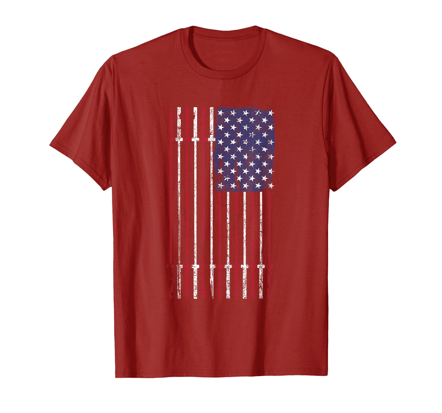 USA Flag Barbell T-Shirt for Women Men