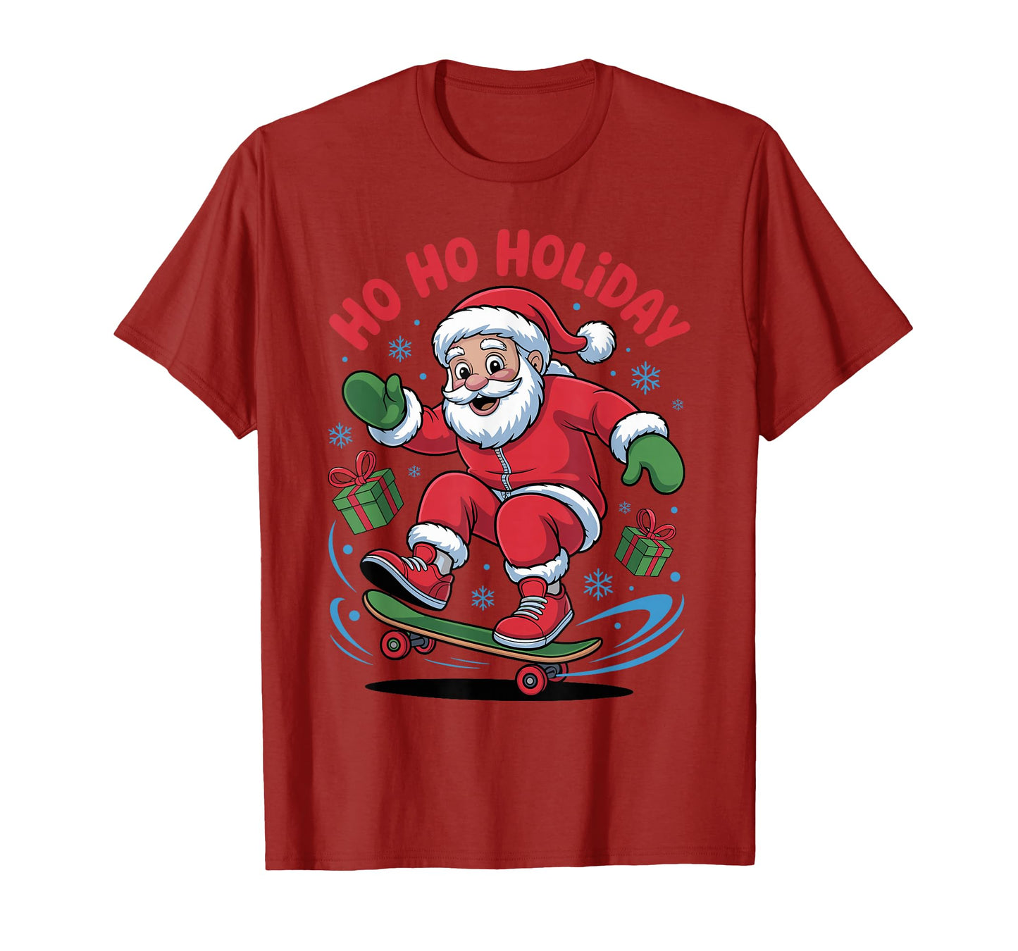 Santa Skater Skateboarding Lover Funny Christmas Xmas Pajama T-Shirt