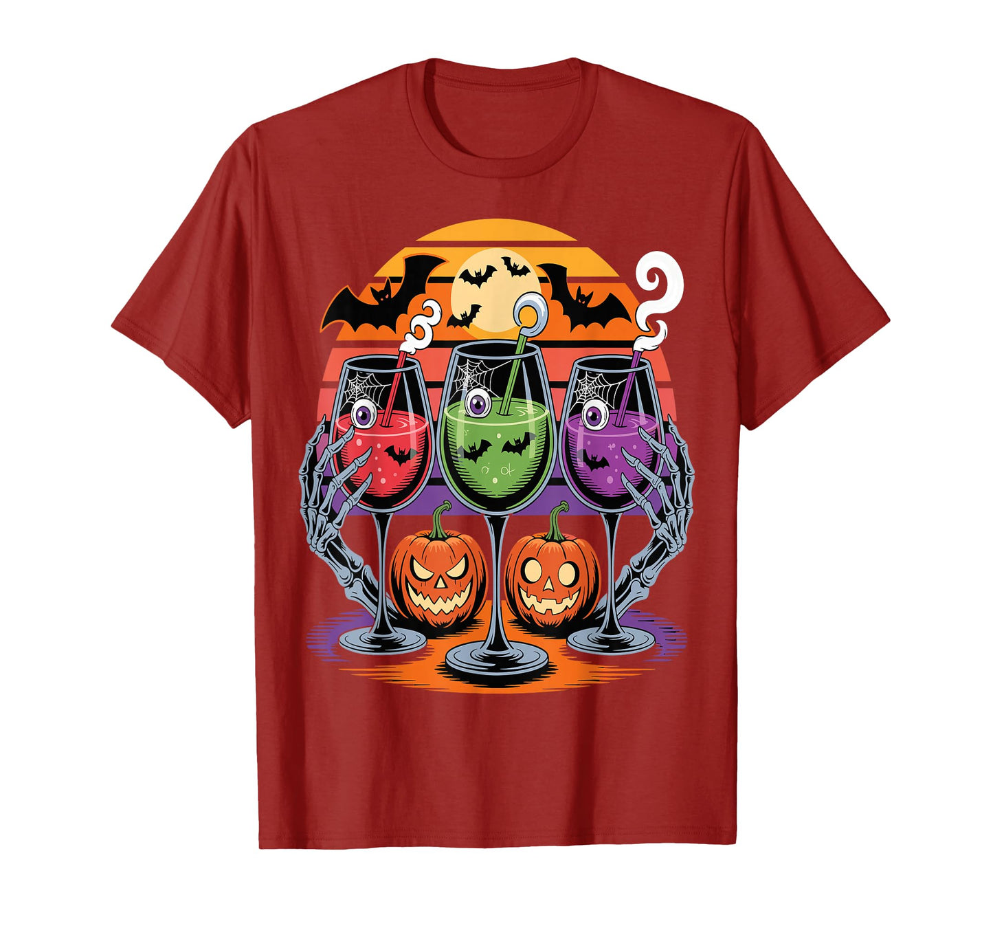 Glasses of Wine Halloween Costume Funny Spooky Tee T-Shirt
