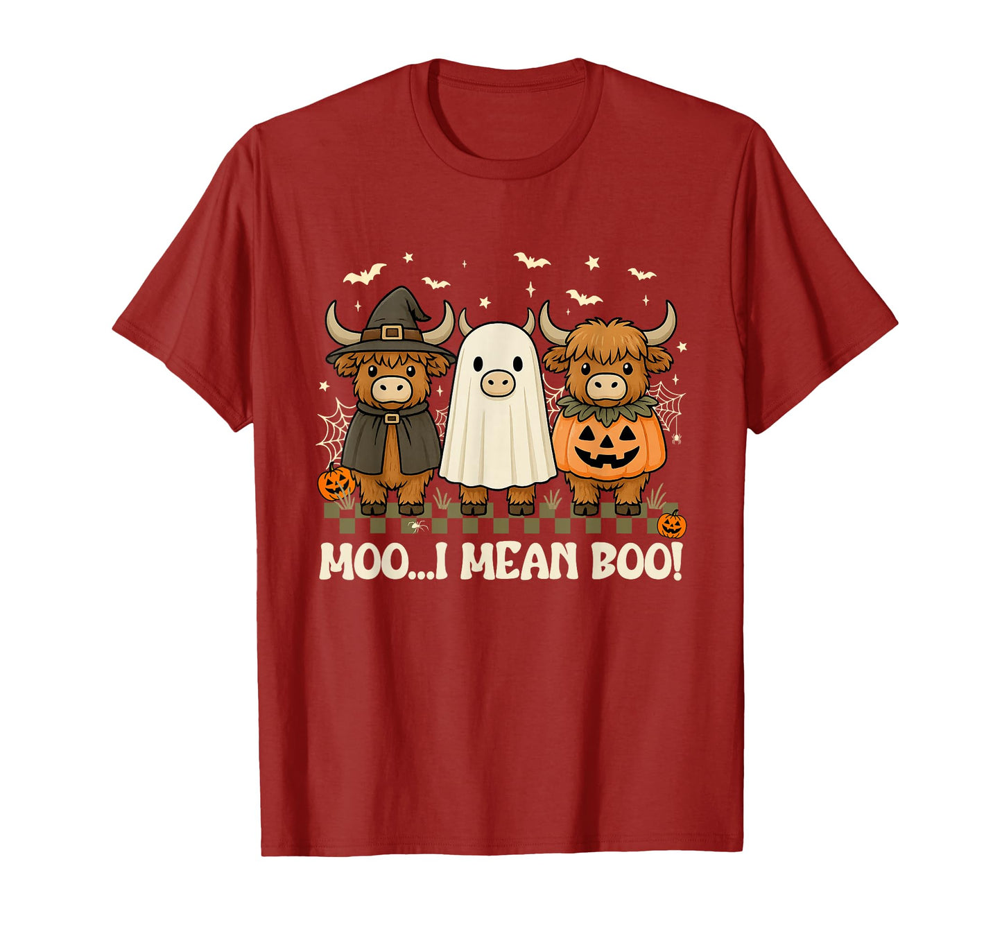 Cow Ghost Witch Pumpkin Moo I Mean Boo Halloween Funny T-Shirt