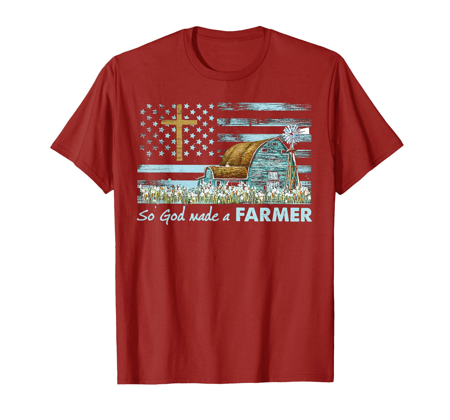 So God Made A Farmer Grandpa Father Dad Husband Farmer Gift T-Shirt