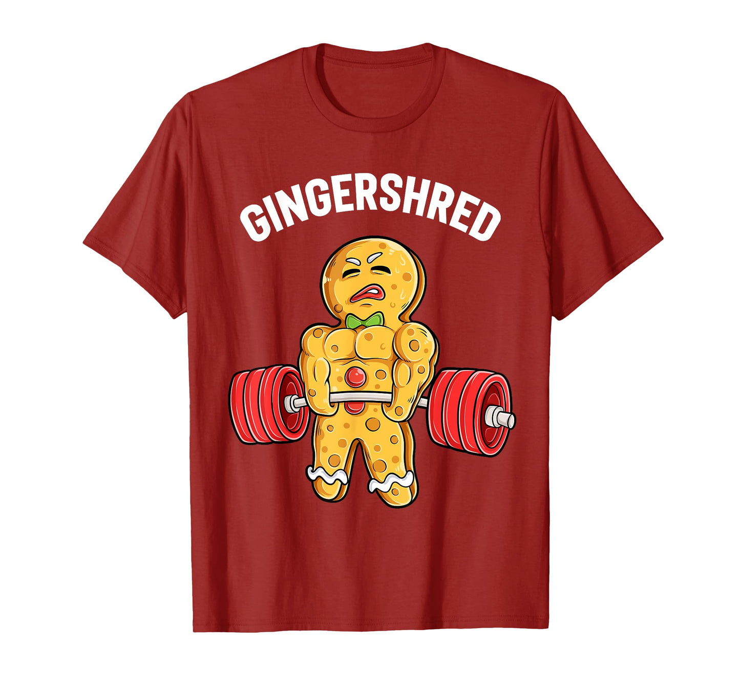 Gingershred Funny Gingerbread Man Gym Bodybuilding Christmas T-Shirt