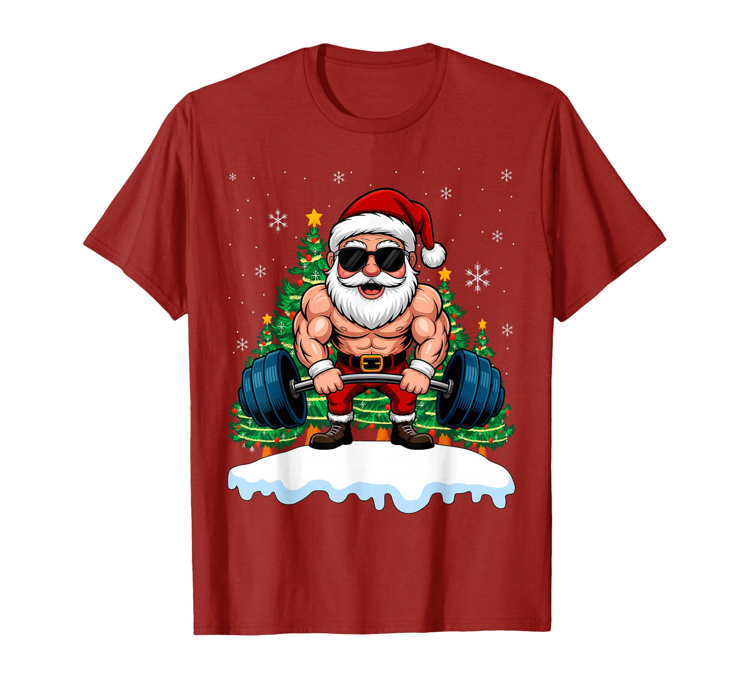 Santa Weightlifting Christmas Fitness Gym Deadlift Xmas Men T-Shirt