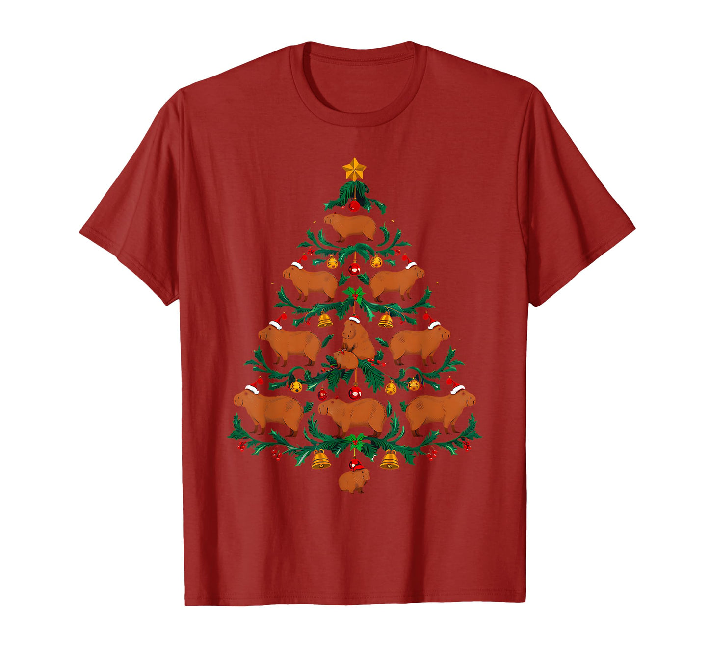 Capybara Christmas Tree Xmas Funny Christmas Capybara T-Shirt