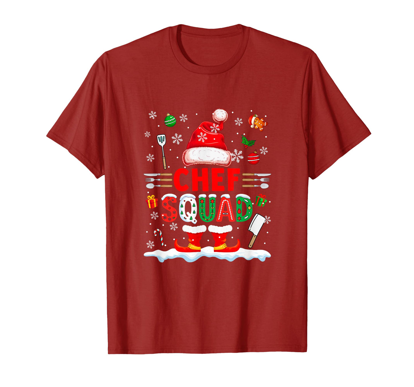 Chef Squad Men Job Christmas Santa Costume Bow Tie T-Shirt