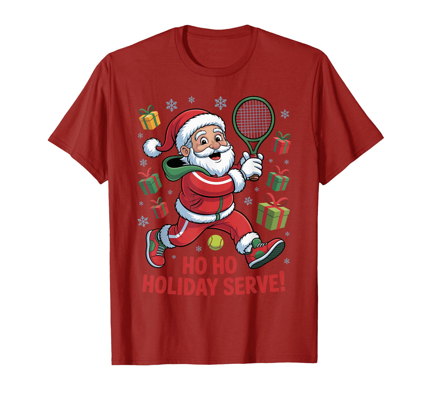 Santa Playing Tennis Funny Holiday Christmas Xmas Pajama T-Shirt