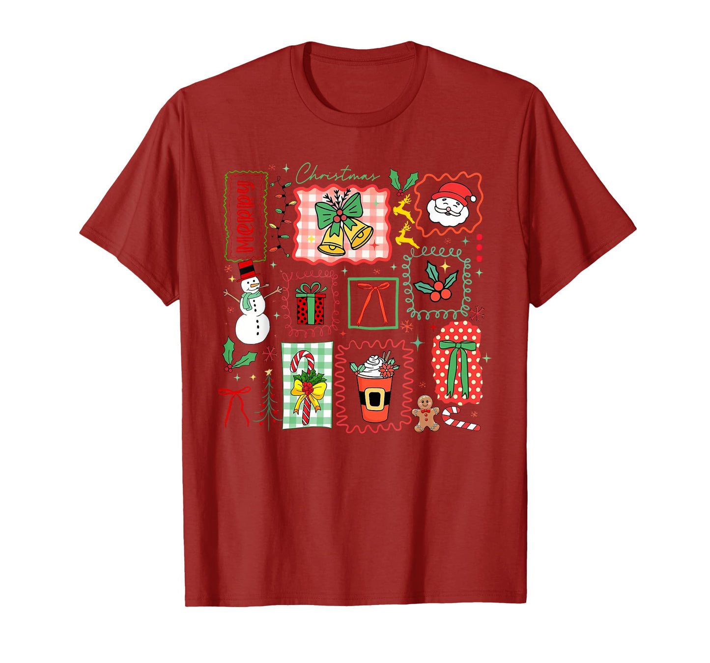 Coquette Bow Merry Christmas Xmas Santa Squad Holiday Funny T-Shirt
